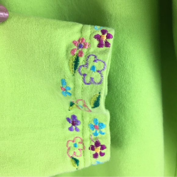 Michael Simon Lite Women's Bright Green Floral Button Front Cardigan Top Size M - Picture 4 of 15